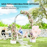 Outsunny 8 ft Steel Garden Arch, Garden Arbor Trellis with Large Base for Climbing Plants, Wedding Arch Stand, Black(m-7)