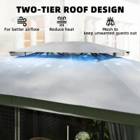 Outsunny 10' x 12.5' Outdoor Gazebo with Curtains and Netting, Double Roof Metal Patio Gazebo Canopy Shelter with Hook, Dark Grey(m-4)