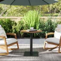 Outsunny Outdoor Side Table, 28" Weather Resistant Round Patio Table with Slatted Design for Garden, Terrace, Balcony, Natural(m-10)