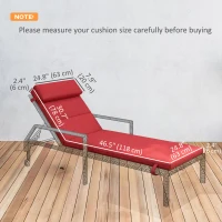 Outsunny Patio Chaise Lounge Chair Cushions Replacement Sun Lounger Pads with Headrest and Ties, Set of 2, Wine Red(m-3)
