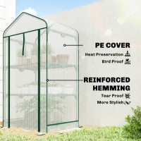 Outsunny Mini Greenhouse with Screen Roof, Portable Small Greenhouse with Roll-Up Zipper Door, 27.6" x 19.7" x 50", White(m-5)
