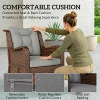 Outsunny PE Rattan 360° Swivel Patio Chair with Cushion, Dark Grey(m-6)