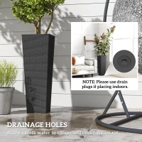 Outsunny 32 Inch Tall Planters for Outdoor Plants, Set of 2 Plastic Flower Pots with Drainage Holes, Black(m-6)