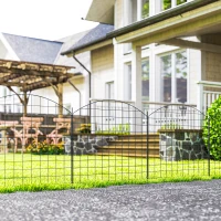 Outsunny Metal Garden Fence, Decorative Fence Set of 6, 181.1" x 38.2", Vegetable Fence, Path Border, Garden Edging, Black(m-1)