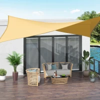Outsunny Rectangle 10' x 13' Canopy Sun Sail Shade Garden Cover UV Protector Outdoor Patio Lawn Shelter with Carrying Bag (Sand)(m-1)