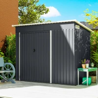 Outsunny 7.5' x 4.3' Outdoor Storage Shed, Waterproof Metal Garden Shed with Lockable Doors, for Backyard, Lawn, Patio, Dark Grey(m-10)