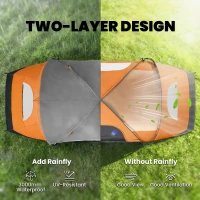 Outsunny 5-6 Person Family Tent, Outdoor Camping Tent with Lighting Hook, Carrying Bag for Camping, Hiking and Travelling Orange(m-4)