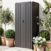 Outsunny Outdoor Storage Shed with Adjustable Shelves Metal Garden Shed with Double Doors for Patio Balcony Garage(m-10)