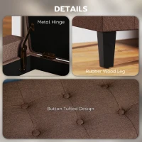 HOMCOM 36" Ottoman with Storage, Storage Ottoman Bench with Lift Top and Rubberwood Legs, Linen Upholstered Entryway Bench with Seating for Living Room, Bedroom, Holds up to 330 lb, Dark Brown(m-5)