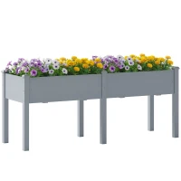 Outsunny Wooden Raised Garden Bed with Legs, 72" x 23" x 30" Elevated Outdoor Planter Box with 6 Drainage Holes(m-11)