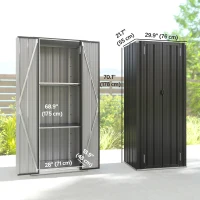 Outsunny Outdoor Storage Shed with Adjustable Shelves Metal Garden Shed with Double Doors for Patio Balcony Garage(m-3)