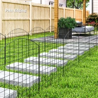 Outsunny Metal Garden Fence, Decorative Fence Set of 6, 181.1" x 38.2", Vegetable Fence, Path Border, Garden Edging, Black(m-10)