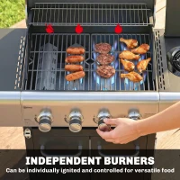 Outsunny 4 Burner Propane Gas Grill with Side Burner, 53,000 BTU BBQ Grill with Cast Iron Grates, Wheels, Warming Rack, Cabinet(m-5)