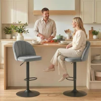 HOMCOM Bar Stools Set of 2, Swivel Counter Height Barstools with Footrest, Grey(m-8)