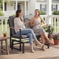 Outsunny Outdoor Glider Bench for 2 Person, Patio Glider Loveseat with Thick Cushions for Garden Balcony Porch, Dark Grey(m-10)