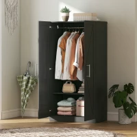 HOMCOM Wardrobe Cabinet with 2 Barn Doors and Hanging Rod, Farmhouse Armoire Wardrobe Closet for Bedroom, Black Wood Effect(m-8)