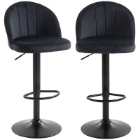 HOMCOM Bar Stools Set of 2, Swivel Counter Height Barstools with Footrest, Black(m-2)
