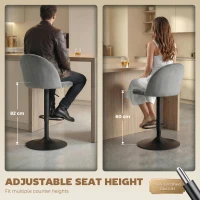 HOMCOM Bar Stools Set of 2, Swivel Counter Height Barstools with Footrest, Grey(m-5)