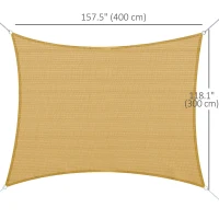 Outsunny Rectangle 10' x 13' Canopy Sun Sail Shade Garden Cover UV Protector Outdoor Patio Lawn Shelter with Carrying Bag (Sand)(m-3)