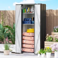 Outsunny Outdoor Storage Shed with Adjustable Shelves Metal Garden Shed with Double Doors for Patio Balcony Garage(m-9)