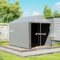 Outsunny Portable Bicycle Shed with Galvanized Steel Frame and Large Door, Waterproof Outdoor Shed for Garden Tools, Light Grey(m-3)