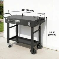 Outsunny Outdoor Grill Cart, Folding Grill Table with Magnetic Knife Holder, Hooks, Spice Rack, Paper Rack, Black(m-3)