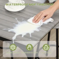 HOMCOM 5-Piece Counter Height Bar Table Set, Rustic 43.25" Dining Table with 4 Bar Stools, Kitchen Table with Wooden Top for Pub, Dining Room, Gray(m-7)