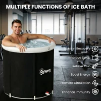 Outsunny Ice Bath Tub for Athletes, 71 Gal Cold Plunge Tub with Cover, Pump, Portable Multiple Layered Inflatable Ice Barrel(m-10)