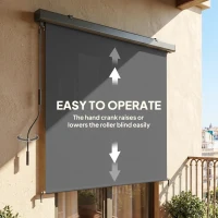 Outsunny Cordless Roller Shade, Outdoor Blinds Cordless Roll Up Shade, UV Protection Waterproof, 98" L x 63" W, Dark Grey(m-4)