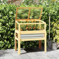 Outsunny Raised Garden Bed with Mini Greenhouse, Elevated Planter Box with Legs and Bed Liner for Flowers, Vegetables(m-9)