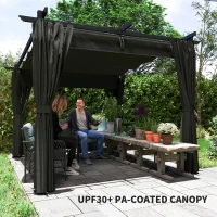 Outsunny 8' x 8.5' Metal Retractable Pergola Canopy with Sidewalls, Outdoor Gazebo UPF30+ Sun Shade Shelter for Garden, Deck(m-6)