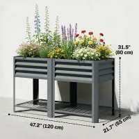 Outsunny Raised Garden Bed with Legs Storage Shelf Elevated Planter Box 31.5" for Flowers Vegetables Dark Grey(m-3)