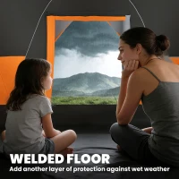 Outsunny 5-6 Person Family Tent, Outdoor Camping Tent with Lighting Hook, Carrying Bag for Camping, Hiking and Travelling Orange(m-5)