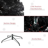 HOMCOM 7ft Artificial Christmas Tree Unlit Douglas Fir with Realistic Branches and 1346 Tips, Black Halloween Style(m-6)