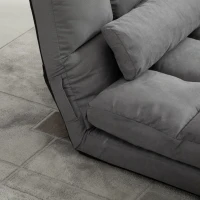 HOMCOM Convertible Floor Sofa Chair, Folding Couch Bed, Guest Chaise Lounge with 2 Pillows, Adjustable Backrest and Headrest, 51.25" L, Light Gray(m-9)