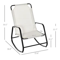 Outsunny Garden Rocking Chair, Outdoor Indoor Sling Fabric Rocker for Patio, Balcony, Porch, Cream White(m-3)