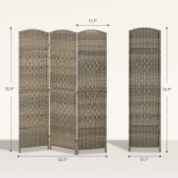 HOMCOM Folding Room Divider Screen 3 Panel 6' Tall Privacy Screen Freestanding Wood Partition for Home Office, Dark Rustic Oak(m-3)