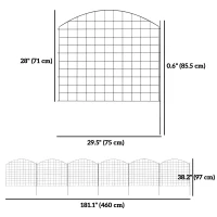 Outsunny Metal Garden Fence, Decorative Fence Set of 6, 181.1" x 38.2", Vegetable Fence, Path Border, Garden Edging, Black(m-3)