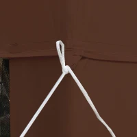 Outsunny 10' x 10' Outdoor Canopy Tent Party Tent with Mesh Netting and Double Tier Roof for Backyard, Garden, Patio, Brown(m-10)