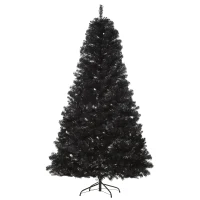 HOMCOM 7ft Artificial Christmas Tree Unlit Douglas Fir with Realistic Branches and 1346 Tips, Black Halloween Style(m-11)