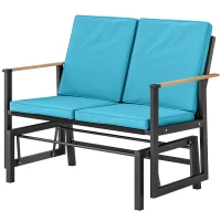 Outsunny Outdoor Glider Bench for 2 Person, Patio Glider Loveseat with Thick Cushions for Garden Balcony Porch, Navy Blue(m-2)