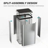 HOMCOM 13.2 Gallon Automatic Garbage Can with Soft-Close Lid, Touchless Trash Can with Fingerprint Resistant Stainless Steel(m-9)