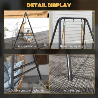 Outsunny Hammock Chair Stand, Hanging Heavy Duty Metal Frame Hammock Stand for Hanging Hammock Air Porch Swing Chair, Egg Cahir, Indoor & Outdoor Use, 48.8" x 56.3" x 70.9" Black(m-7)
