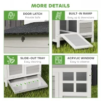 PawHut Wooden Chicken Coop with Nesting Box, Pull-out Metal Tray, for 1-2 Chickens, 36" x 25" x 27"(m-9)