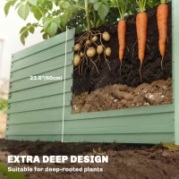 Outsunny 5' x 3' x 2' Raised Garden Bed, Galvanized Planter Box for Growing Flowers, Herbs and Vegetables, Light Green(m-4)