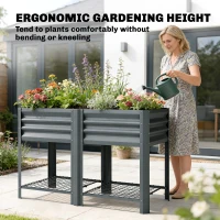 Outsunny Raised Garden Bed with Legs Storage Shelf Elevated Planter Box 31.5" for Flowers Vegetables Dark Grey(m-6)