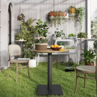 Outsunny Outdoor Side Table, 28" Weather Resistant Round Patio Table with Slatted Design for Garden, Terrace, Balcony, Natural(m-9)