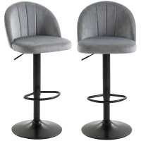 HOMCOM Bar Stools Set of 2, Swivel Counter Height Barstools with Footrest, Grey(m-2)