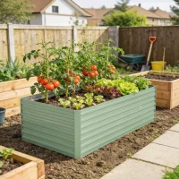 Outsunny 5' x 3' x 2' Raised Garden Bed, Galvanized Planter Box for Growing Flowers, Herbs and Vegetables, Light Green(m-8)