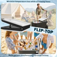 Outsunny 60-Qt Outdoor Patio Cooler Cart, Rolling Ice Chest with Adjustable Handle, Wheels, Bottle Opener, Drainage, Black(m-6)